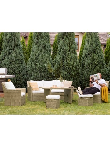 Beliani 6-tlg Gartentisch Set FONTI in Weiß/Braun