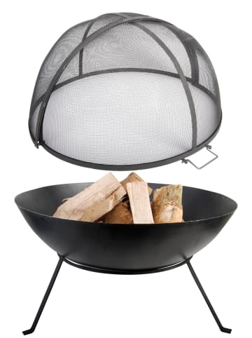 Esschert Design 2-tlg. Set: Feuerschale in Schwarz