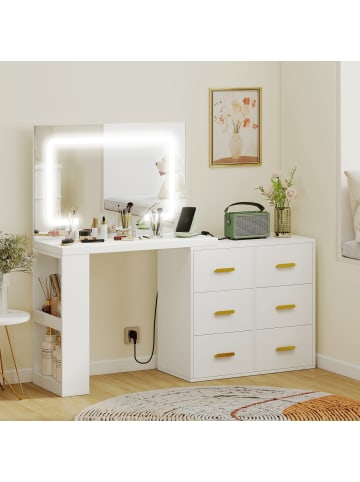 HOMCOM Schminktisch-118L x 78B x 135H cm-Weiß