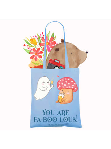 Mr. & Mrs. Panda Shopping Tasche Halloween Zauber mit Spruch in Sky Blue
