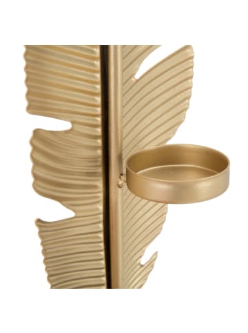 Mauro Ferretti Goldene Metallskulptur mit schwarzem Sockel und Kerzenhalter, 10 x 10 x 34 cm