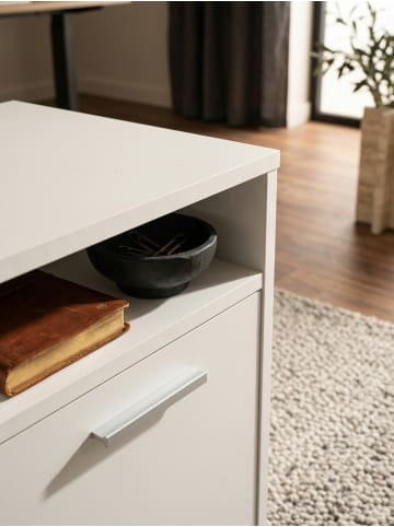 KADIMA DESIGN Rollcontainer OSSOLA, weiß/Sonoma, mit Ablagefach und Rollen in Weiß