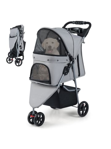 COSTWAY Hundewagen klappbar bis 15 kg in Grau