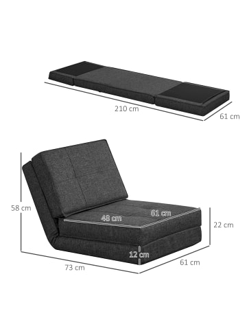 HOMCOM Bodensofa-73L x 61B x 58H cm-Dunkelgrau