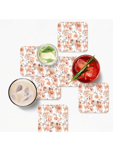 OnlyWow Glasuntersetzer 6er-Set Blumen