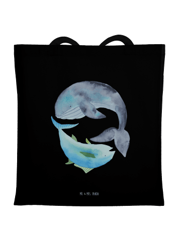 Mr. & Mrs. Panda Tote Bag Walfisch Thunfisch ohne Spruch in Schwarz