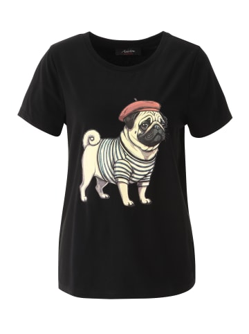 Aniston CASUAL T-Shirt in schwarz-beige-rot-taupe-grün