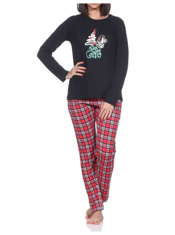 NORMANN Schlafanzug Weihnachten langarm Weihnachtsmotiv in schwarz