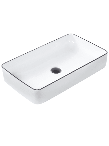 Beliani Waschbecken XERT in Weiß/Schwarz - (W) 61 x (H) 11 x (L) 35 cm