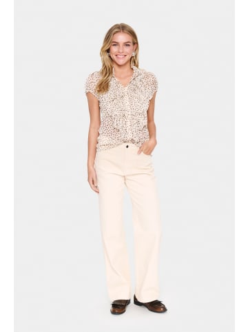 SAINT TROPEZ Kurzarm-Bluse LiljaSZ Slim fit in Creme Dot
