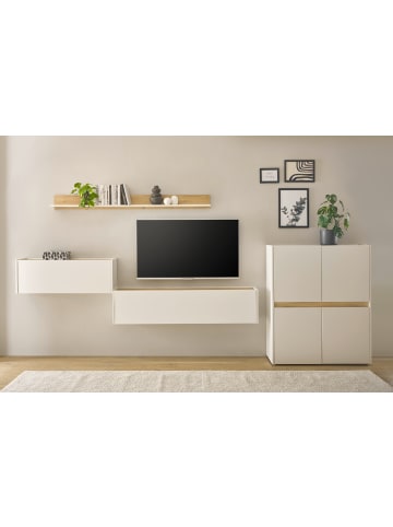 Furn.Design Wohnwand weiß, Eiche Wotan 4-teilig 370 cm, Komplettset mit Sekretär