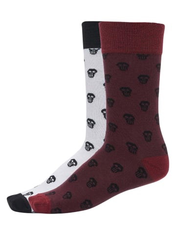 Urban Classics Urban Classics Unisex Skull Allover 2-Pack in burgundy/white