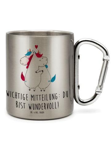 Mr. & Mrs. Panda Tasse Einhorn Mitteilung mit Spruch in Silber