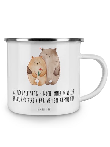 Mr. & Mrs. Panda Kaffeetasse 10. Hochzeitstag Rosenhochzeit mit ... in Weiß