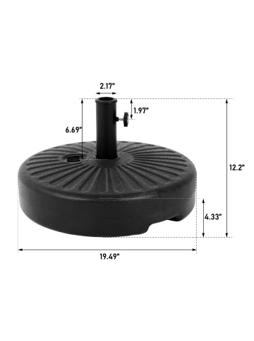 ABRIHOME Sonnenschirmständer in Schwarz HDPE mit 37kg Sand Wasser für Garten Terrasse