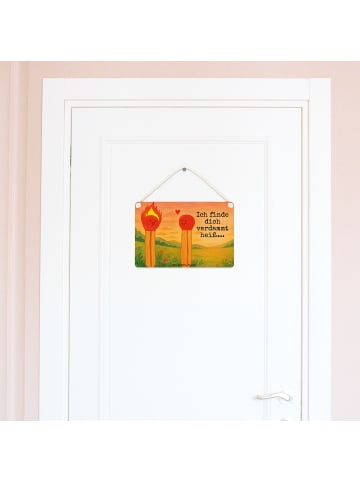 Mr. & Mrs. Panda Schild Streichhölzer Design mit Spruch in Weiß