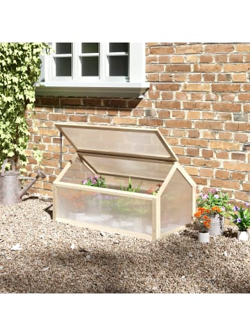 Outsunny Gewächshaus 90L x 52B x 49,5H cm Naturholz