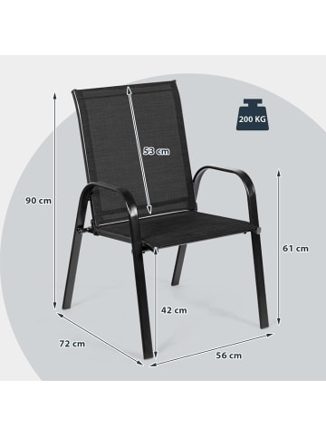 COSTWAY 2er Set Gartenstühle 56x72x90cm in Schwarz