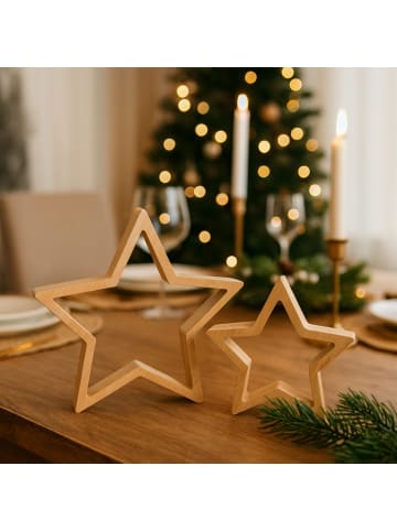 UNUS Aufsteller Sterne im 2er Set Holz in natur in Braun