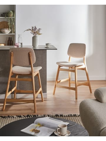 Beliani 2er-Set Barhocker ELAINE in Braun/Beige