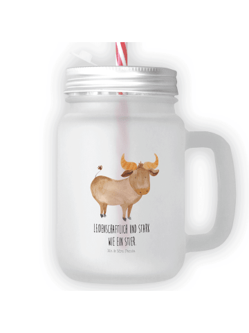 Mr. & Mrs. Panda Mason Jar Sternzeichen Stier mit Spruch in Transparent