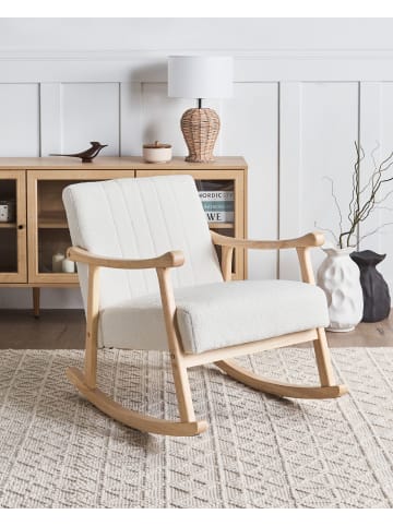 Beliani Schaukelsessel LEKNES in Weiß/Braun - (W) 63 x (H) 78 x (L) 96 cm