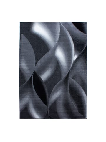 KADIMA DESIGN Teppich Kurzflor Waschbar Wellen INN Strapazierfähig OEKO-TEX in Schwarz