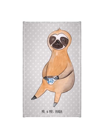 Mr. & Mrs. Panda Handtuch Faultier Kaffee ohne Spruch in Grau Pastell