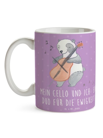Mr. & Mrs. Panda Kaffeebecher Zeichenllo Duo mit Spruch in Lavendeltraum