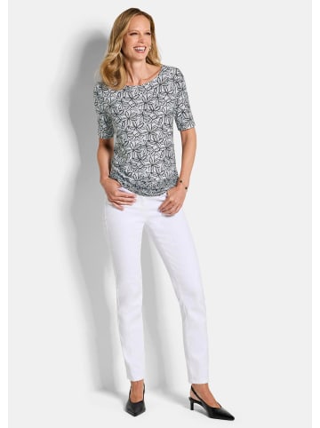 GOLDNER Kurzgröße:  Cityshirt mit Blüten-Muster in weiß / schwarz / gemustert