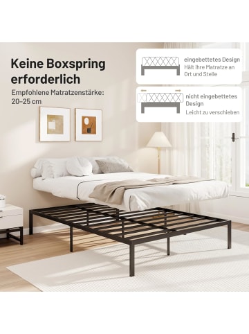 COSTWAY Bettgestell 140x200 cm in Schwarz
