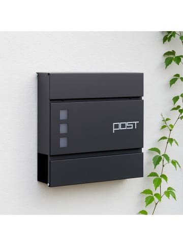 relaxdays Briefkasten in Anthrazit - (B)37 x (H)37 x (T)12 cm