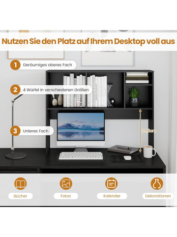 COSTWAY Schreibtischregal 94 x 25 x 73 cm in Schwarz