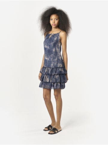 KOROSHI Halbtransparentes kurzes Neckholder-Kurzkleid in blau