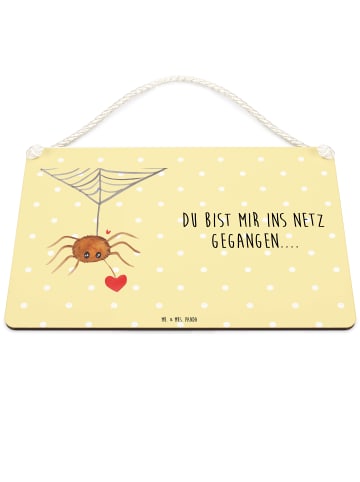 Mr. & Mrs. Panda holzbild Spinne Agathe Liebe mit Spruch in Gelb Pastell