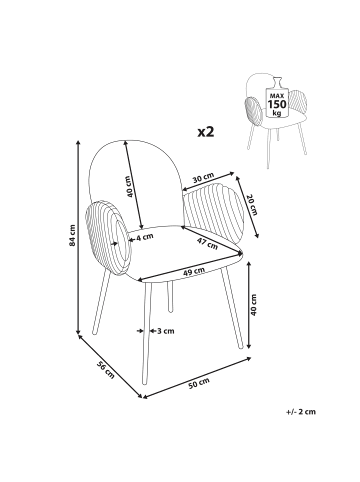 Beliani 2er-Set Esszimmerstuhl AMITY in Braun/Schwarz
