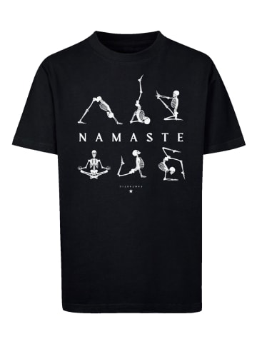 F4NT4STIC T-Shirt Namaste Yoga Skelett Halloween in schwarz