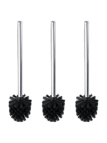 Wenko WC-Bürste mit Edelstahlstiel Glänzend 3er Set, Ø 8 x 35 cm, WC-Bürste mit Edelstahlstiel Glänzend 3er Set in Glänzend