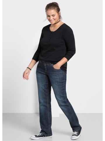 sheego Gerade Jeans in dark blue denim