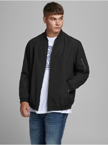 Jack & Jones Leichte Bomber Jacke Plus Size Große Übergrößen JJERUSH in Schwarz-2