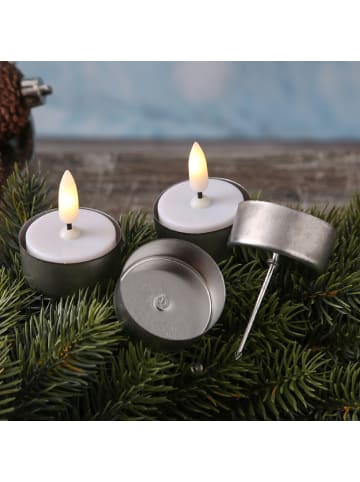 MARELIDA 4er Set Adventskranzstecker ohne Dorn Teelichthalter D: 4cm in silber