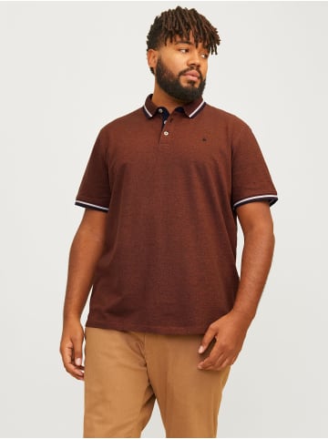Jack & Jones + Fit Polo Shirt JJEPAULOS Sommer Hemd Pique in Mittelbraun
