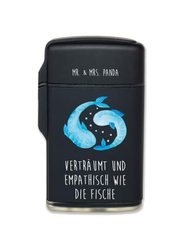 Mr. & Mrs. Panda sturmfeuerzeug Sternzeichen Fische mit Spruch in Schwarz