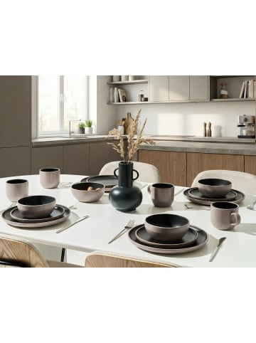 Beliani 16-tlg Tafelservice NUTMEG in Beige/Schwarz