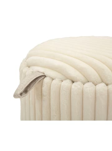 Mauro Ferretti Set aus zwei Poufs aus cremefarbenem Plüschstoff mit Aufbewahrungsfach