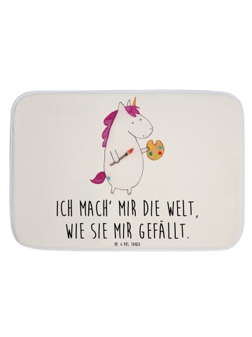 Mr. & Mrs. Panda Badezimmermatte Einhorn Künstler mit Spruch in Weiß