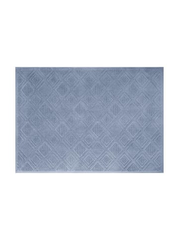Framsohn 2er Set: Zwirnfrottier Badeteppich "MOSAIK" in Taubenblau -(L) 70 x (50) cm