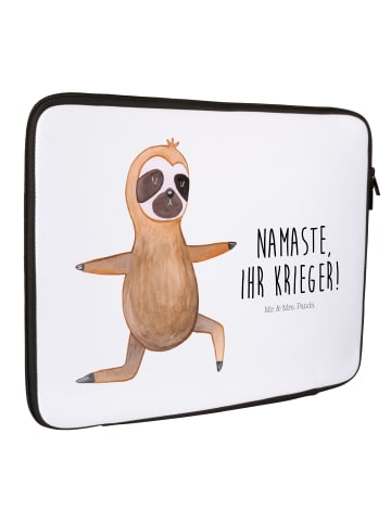 Mr. & Mrs. Panda Notebook Tasche Faultier Yoga mit Spruch in Weiß