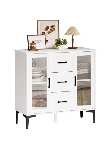 HOMCOM Kommode-90L x 38B x 86H cm-Weiß