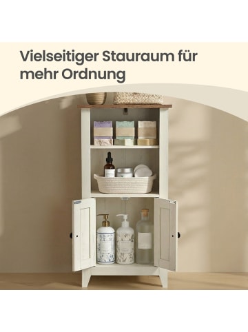 VASAGLE Badkommode Liry in Weiß-Braun - (B)43 x (H)85.5 x (T)21.5 cm